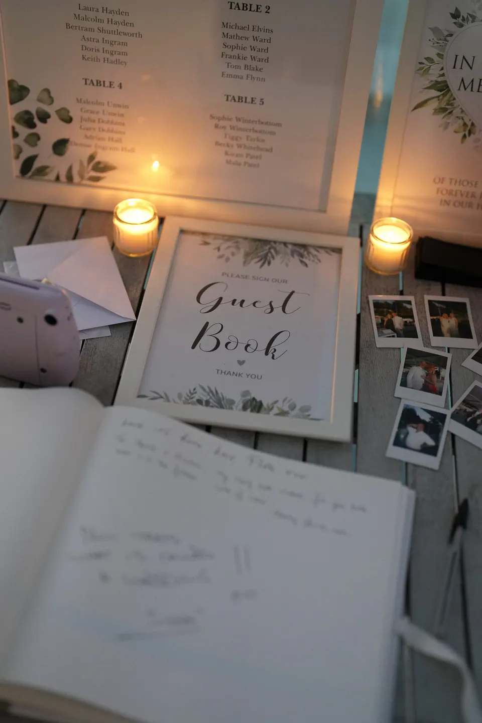 Wedding stationery with handwritten notes and menus.