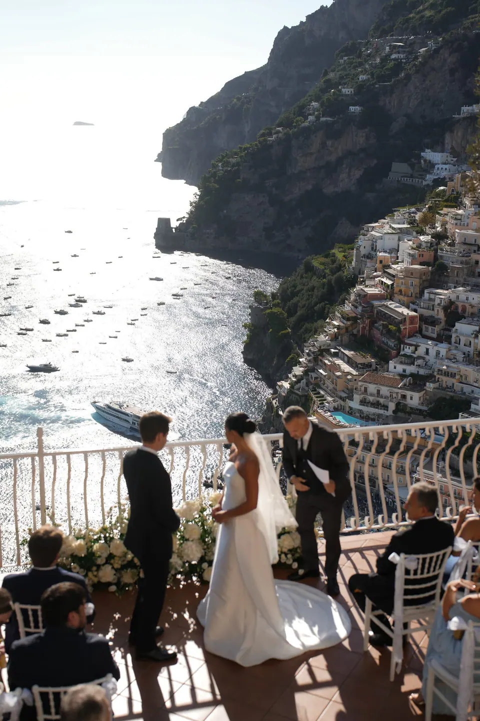 Ceremony on the terrace overlooking the bay of Positano.