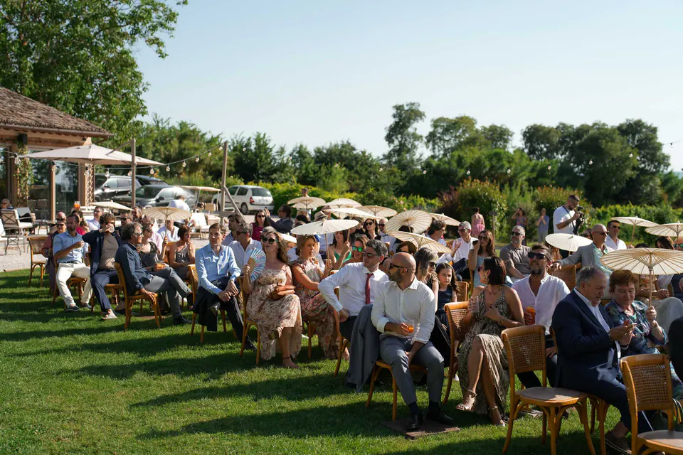 Guests seated on the lawn for the ceremony